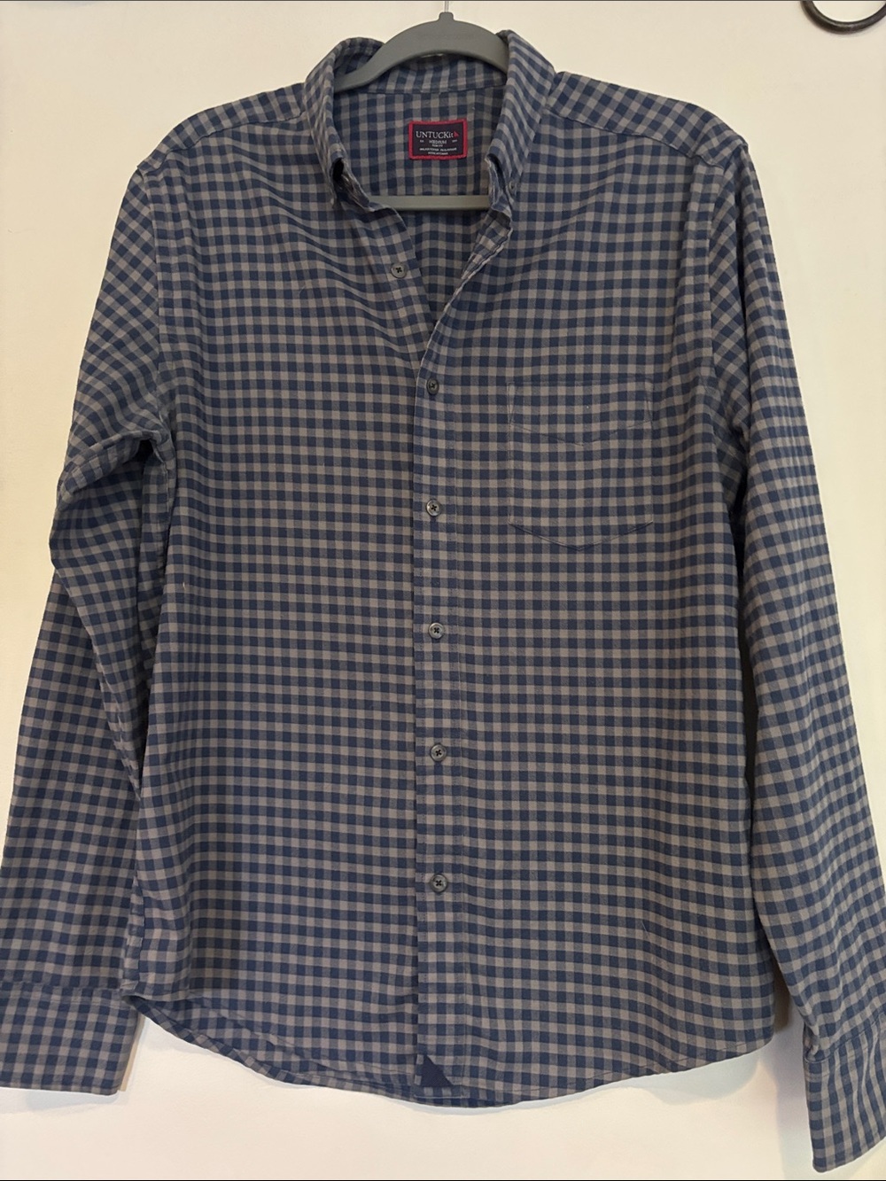 UNTUCKit Men’s Blue and Gray Gingham Button-Down Shirt